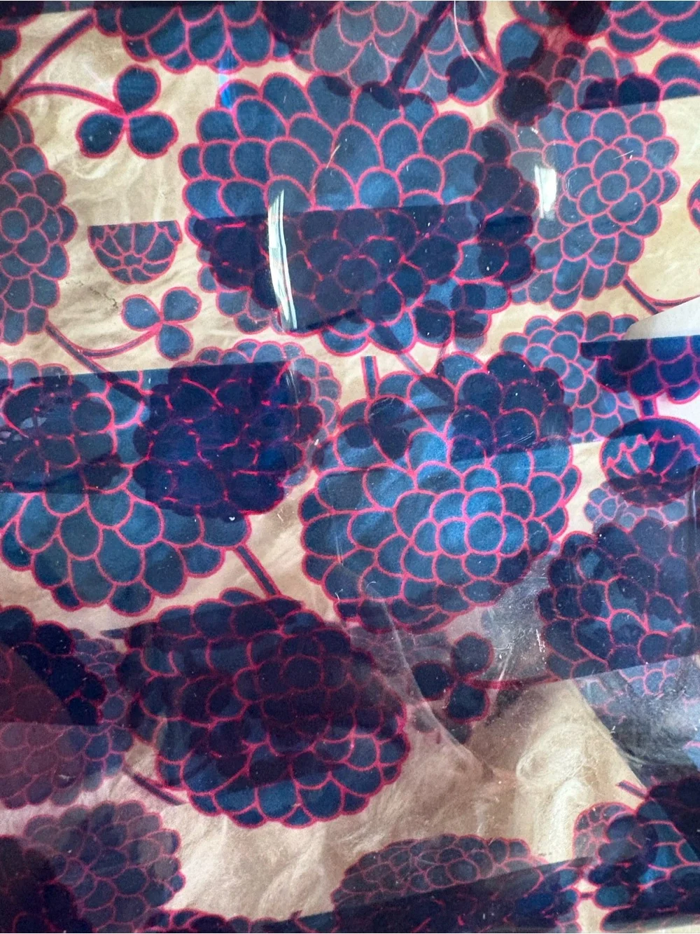 Pattern Clear Floral Cosmetic Pouch in Pink and Navy